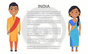 India Couple and Traditions Vector Illustration