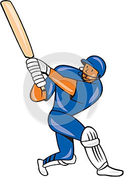 India Cricket Player Batsman Batting Cartoon