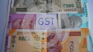 India currency notes with Goods And Services Tax
