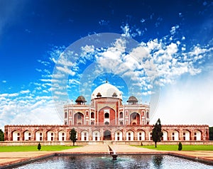 India Delhi Humayun tomb mausoleum. Indian architecture