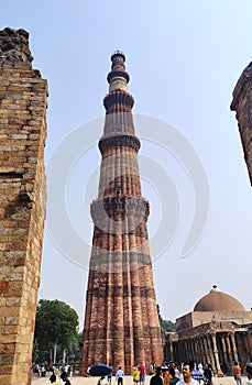 India , Dlehi October 26 2022 Qutab Minar a beautiful historical Monument in New DelhiIt is a UNESCO World Heritage Site in the