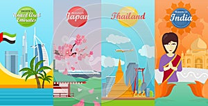 India, Emirates, Thailand, Japan Travel Posters