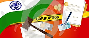 India fights corruption money bribery financial law contract police line for a case scandal government official