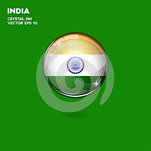 India Flag 3D Button