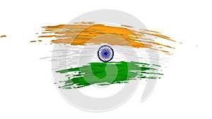 India flag animation. Brush painted indian flag on a white background. Brush strokes. India patriotic template, national state