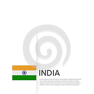 India flag background. State patriotic indian banner, cover. Document template with india flag on white background. National