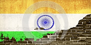 India flag blended on to brick wall