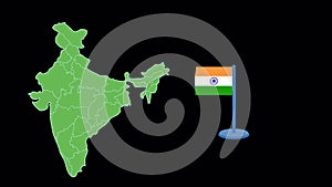 India Flag and Map Shape Animation