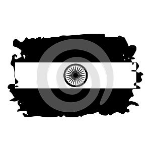 India flag with rectangular brush in black white