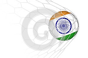 India flag soccer ball in net