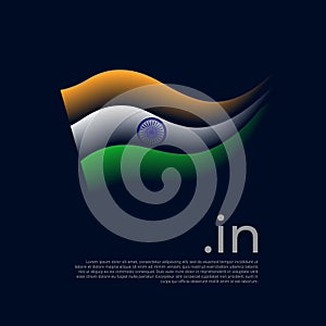 India flag. Stripes colors of the indian flag on a dark background. Vector stylized design national poster with in domain, place