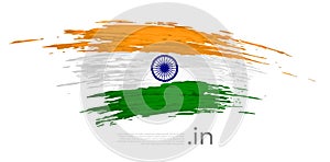 India flag. Tricolor, brush strokes, grunge. Stripes colors of the indian flag on a white background. Vector design national