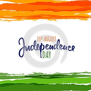 India flag vector illustration with hand drawn calligraphy lettering.