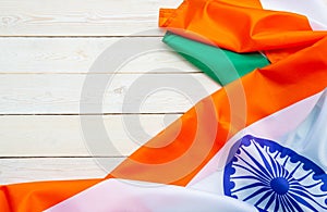 India Flag on wood texture background concept for 15 august independence day wallpaper, Happy 26 january republic day Banner