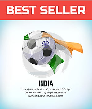 India football or soccer ball. Football national team. Vector illustration