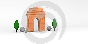 The India Gate known as the All India War Memorial located astride the Rajpath Delhi 3d render illustration Image