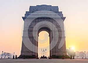 India Gate at sunrise, Rajpath, New Dehli, Delhi, India