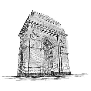 India Gate Vector Sketch Illustration War Memorial, New Delhi, I