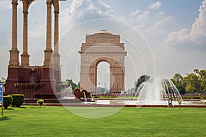 India Gate is a war memorial located astride the Rajpath, New Delhi,