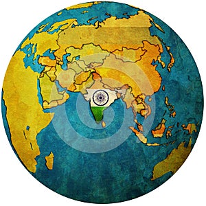 India on globe map