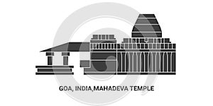 India, Goa, Mahadeva Temple travel landmark vector illustration