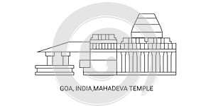 India, Goa, Mahadeva Temple travel landmark vector illustration