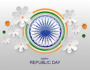 India Happy republic day greeting card paper flower