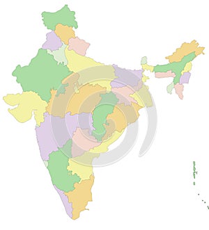 India - Highly detailed editable political map.