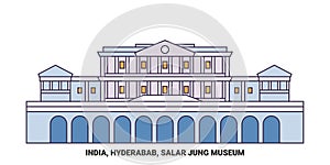 India, Hyderabab, Salar Jung Museum travel landmark vector illustration