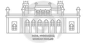 India, Hyderabad, Makkah Masjid travel landmark vector illustration
