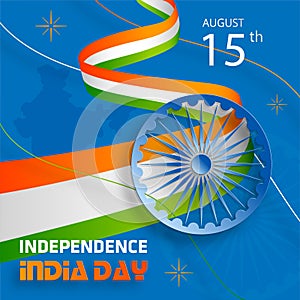 India independence Day, 15 of August on color background