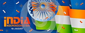 India independence Day, 15 of August on color background