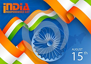 India independence Day, 15 of August on color background