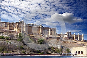 India. Jaipur. Amber fort city landscape in sunny day