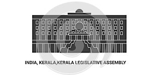 India, Kerala,Kerala Legislative Assembly, travel landmark vector illustration