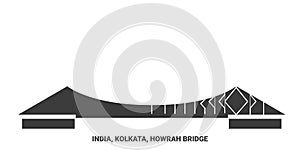 India, Kolkata, Howrah Bridge travel landmark vector illustration