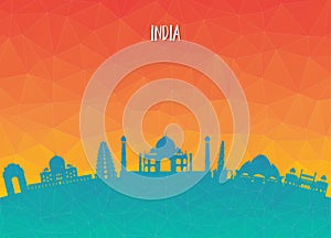 India Landmark Global Travel And Journey paper background. Vector Design Template.used for your advertisement, book, banner, temp