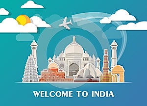 india Landmark Global Travel And Journey paper background. Vector Design Template.used for your advertisement, book, banner, temp