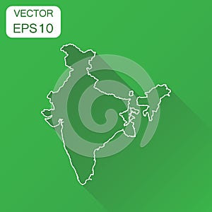 India linear map icon. Business cartography concept outline India pictogram. Vector illustration on green background with long sh