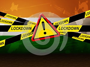 India lockdown preventing ncov epidemic or outbreak - 3d Illustration photo