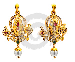 Indian temple jewelry style earrings, Lord Balaji