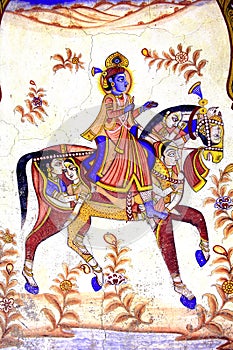 India, Mandawa: colourful frescoes photo