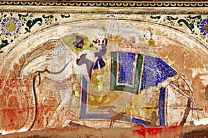 India, Mandawa: colourful frescoes photo