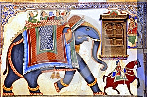 India, Mandawa: colourful frescoes photo