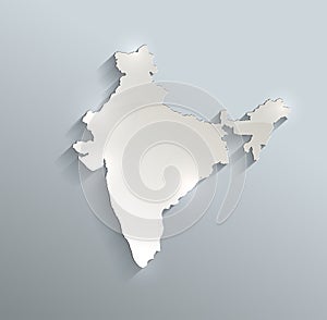 India map blue white card paper 3D