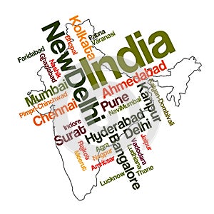 India map and cities photo