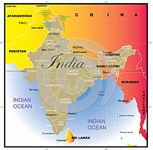 India map with states. photo