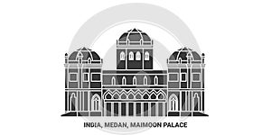India, Medan, Maimoon Palace travel landmark vector illustration