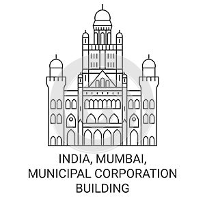 India, Mumbai, Municipal Corporation Building travel landmark vector illustration