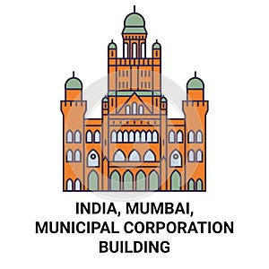 India, Mumbai, Municipal Corporation Building travel landmark vector illustration